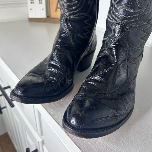 Vintage Dan Post Black Western Boots Men’s 10D Classic Stitching USA Made - Picture 4 of 9